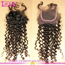 Grade 7A High Quality Deep Curly Virgin Hair Free Parting Cheap Lace Closure